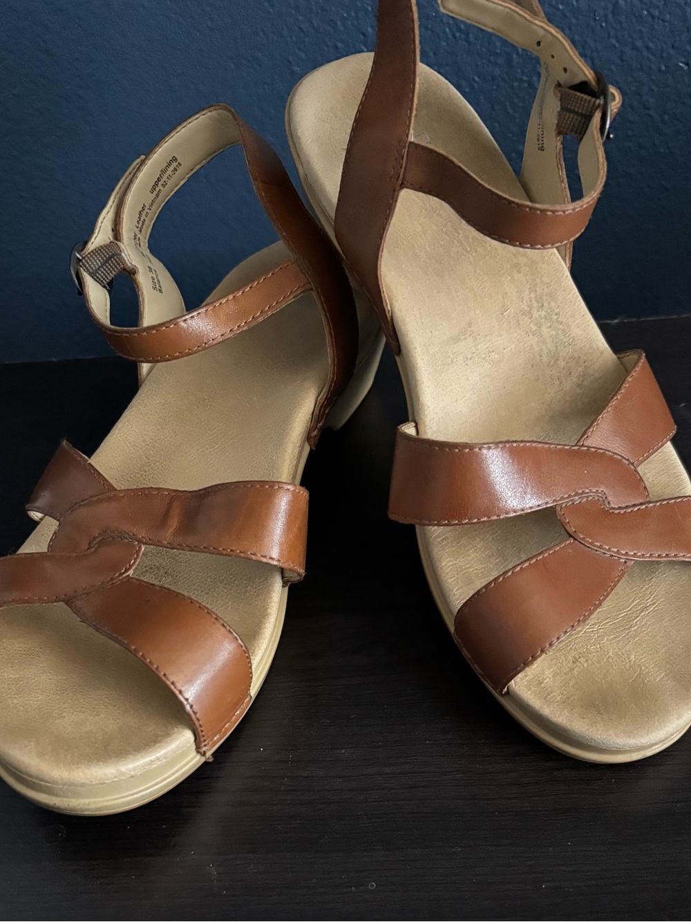 Dansko Brown Leather Ankle-Strap Sandals